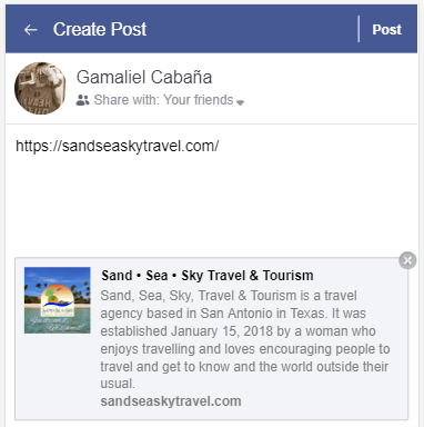 screenshot of facebook on mobile with the website preview using square layout
